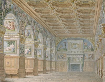 Ms 1014 Der Ballsaal in Fontainebleau, Platte aus einem Album von Charles Percier